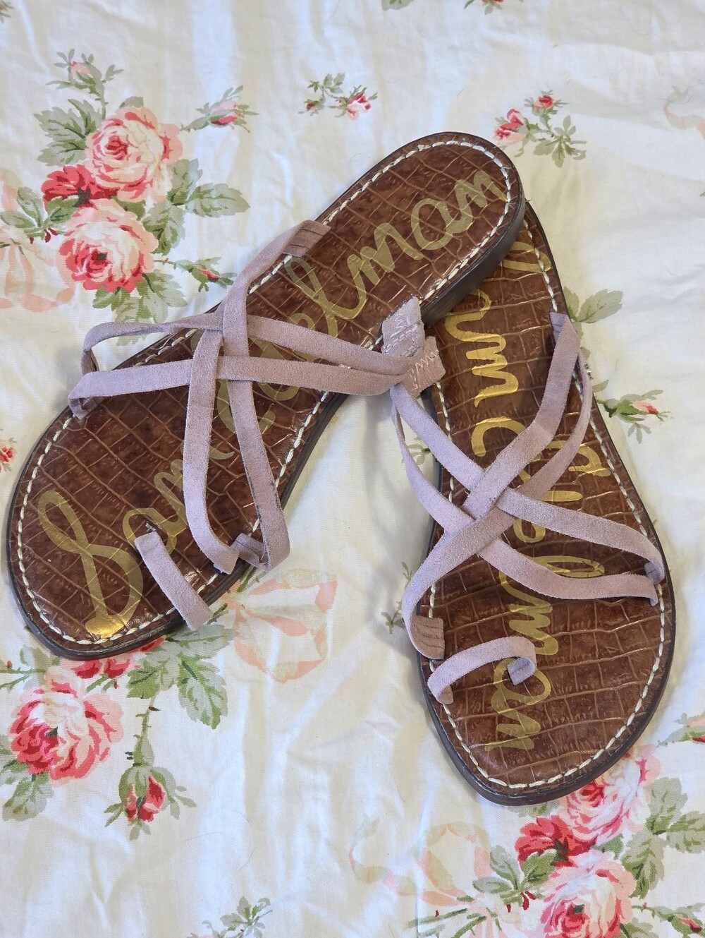 ​Sam Edelman Pink Fabric Multi Strap Flat Gladiator Sandals Sz 8.5 Boho-Chic